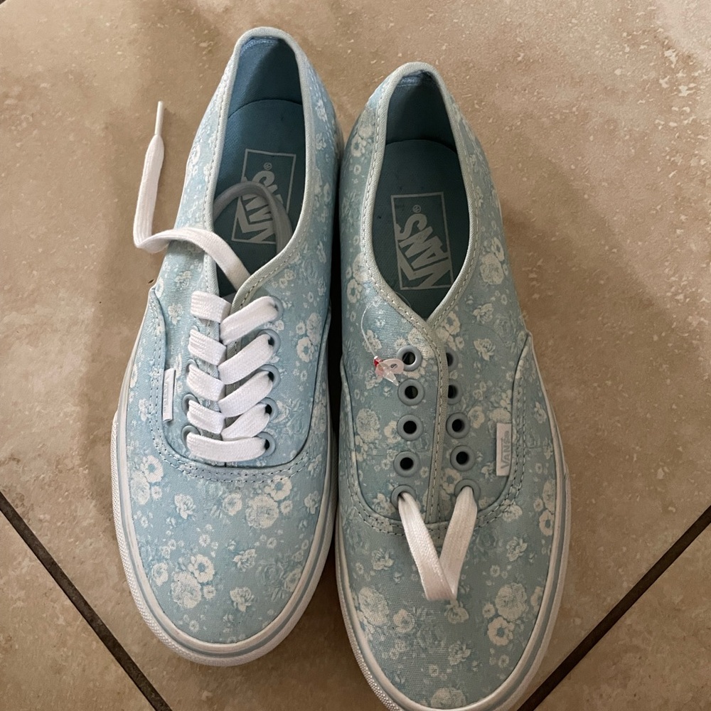 Vans Light Blue Floral Canvas Low-Top Sneakers